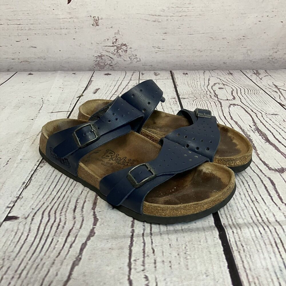 Birkis by Birkenstock Sandals Womens 7 Freeport Navy Blue Leather Footbed‎